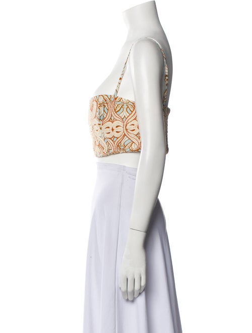 Agua by Agua Bendita Printed Embroidered sleeveless crop top