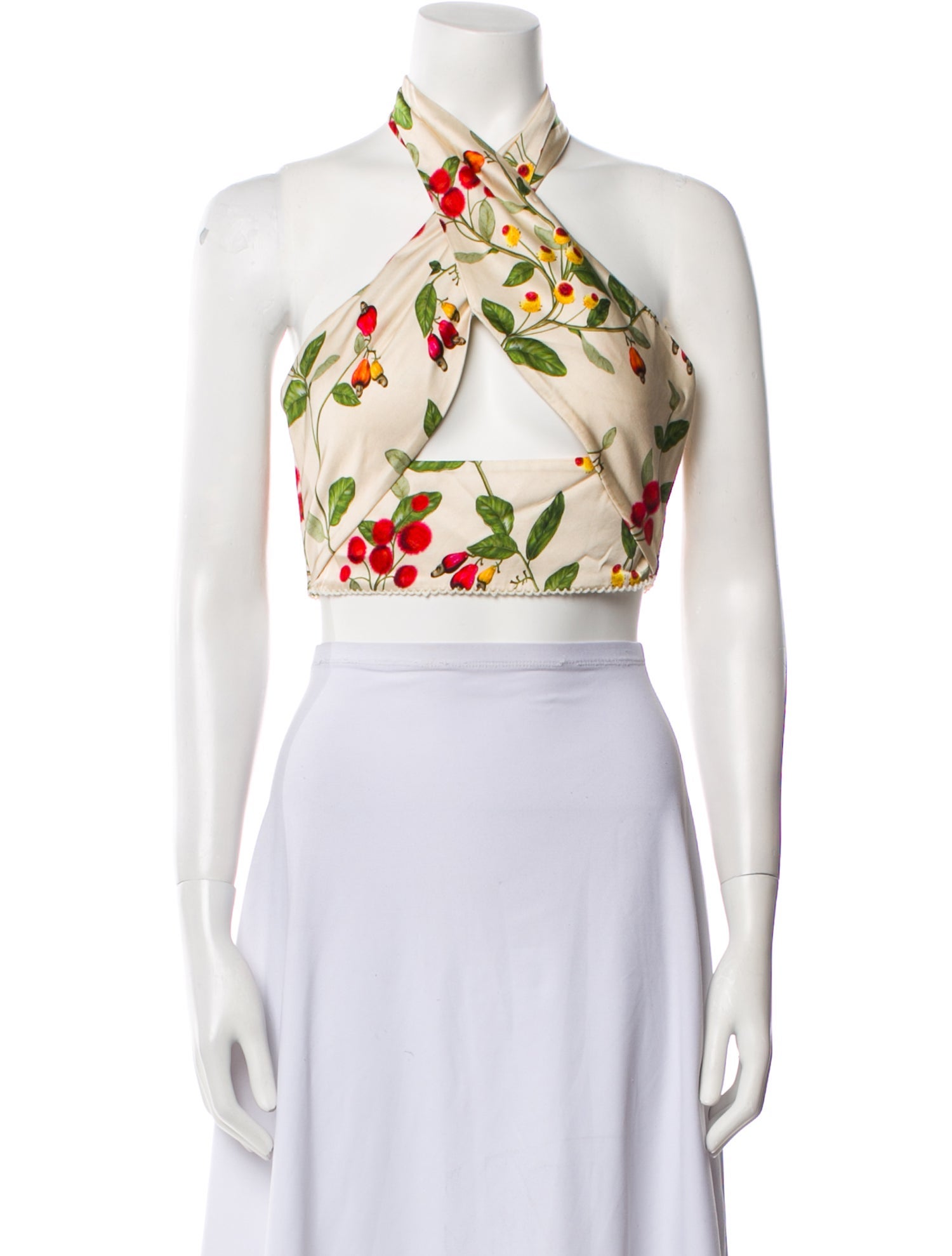 Agua by Agua Bendita Floral Print Halterneck Crop Top