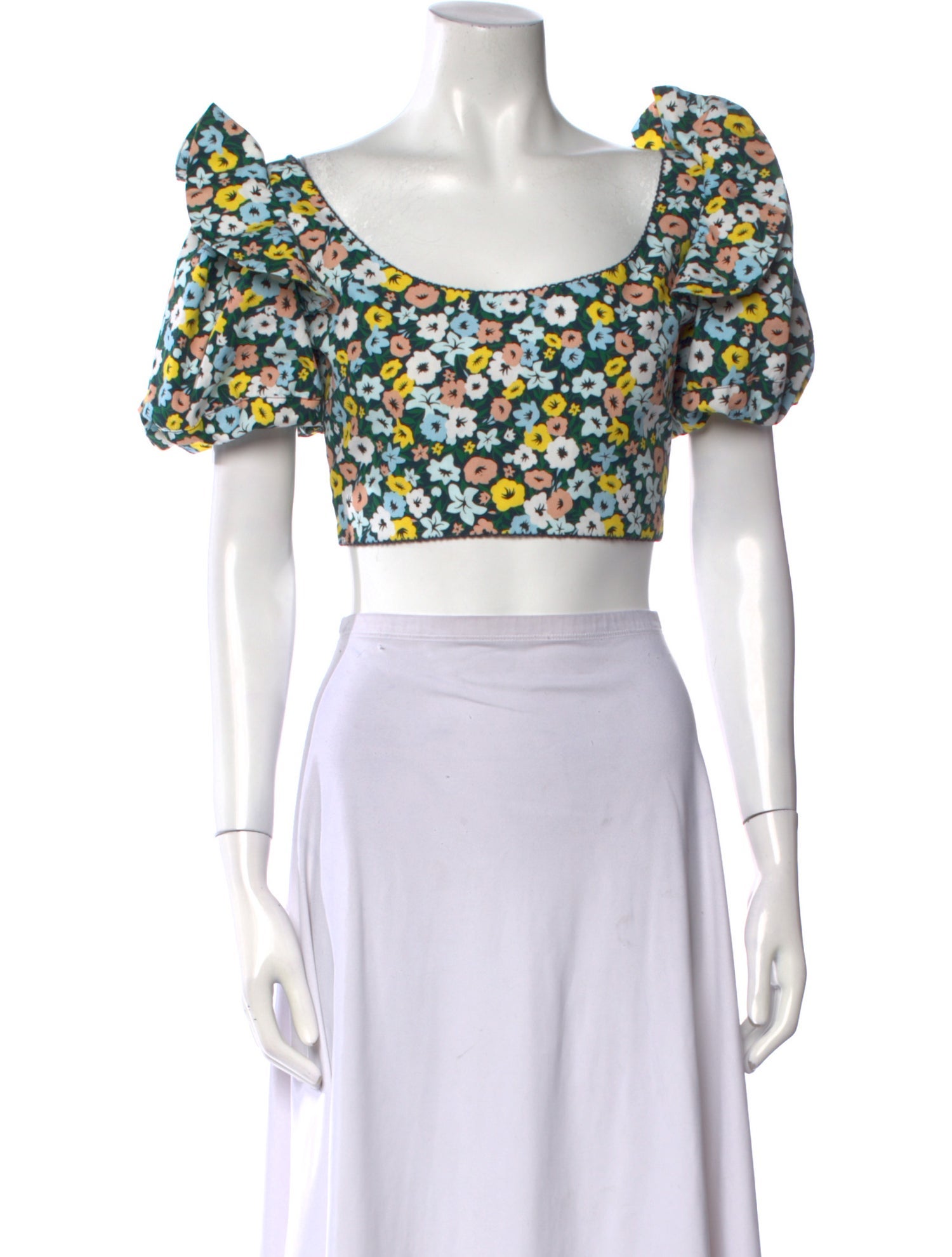 Agua by Agua Bendita Floral Print Scoop Neck Crop Top