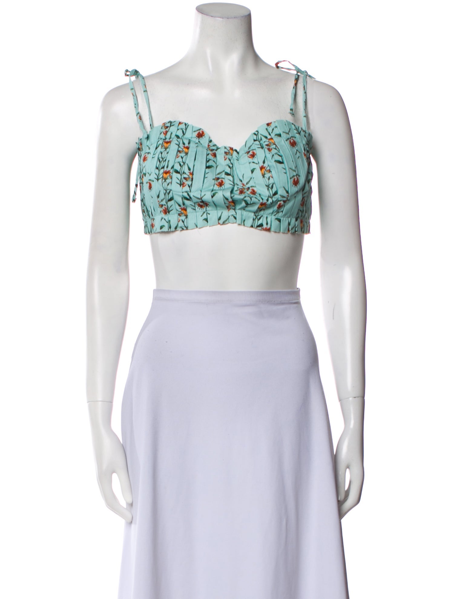 Agua by Agua Bendita Floral Print Square Neckline Crop Top