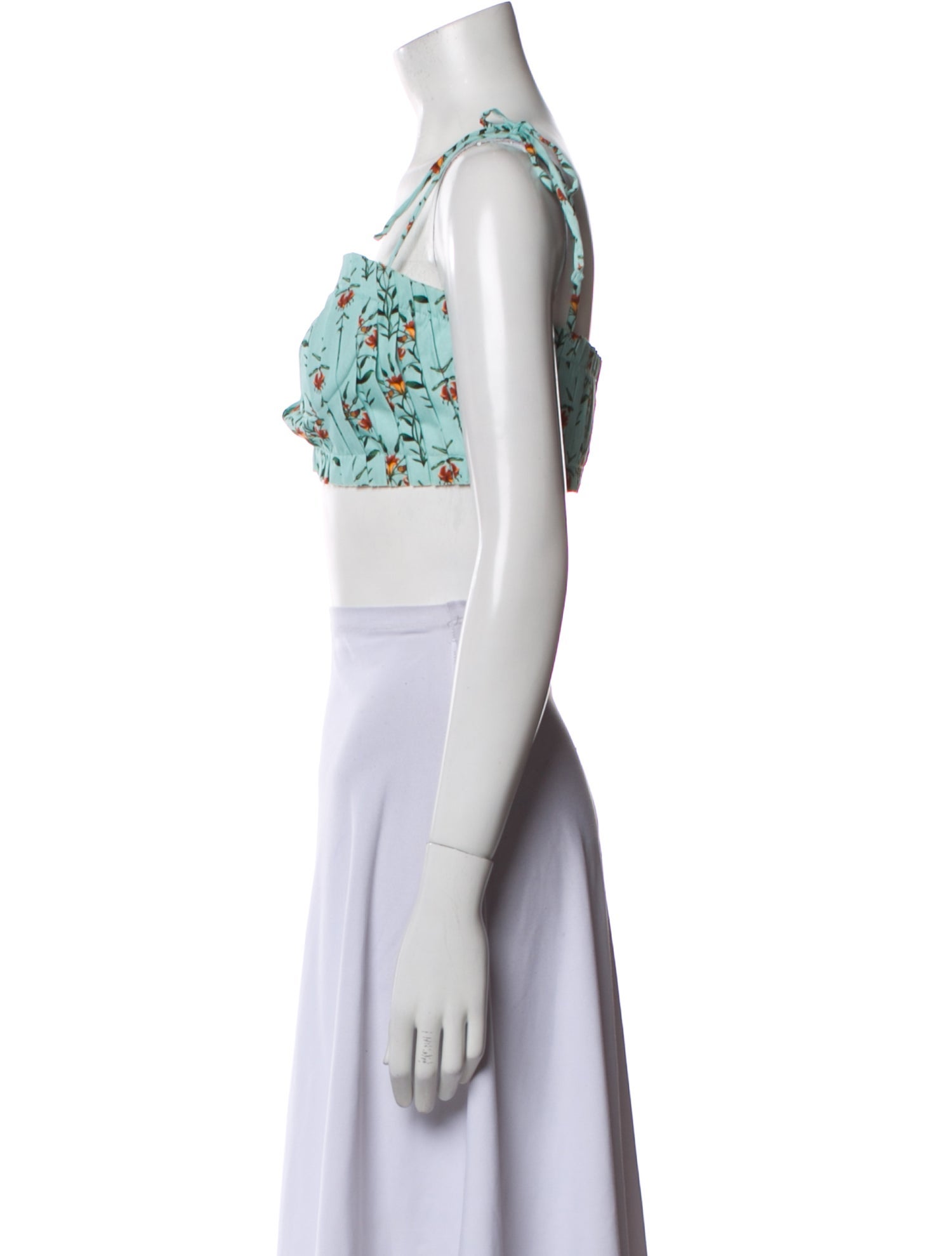 Agua by Agua Bendita Floral Print Square Neckline Crop Top