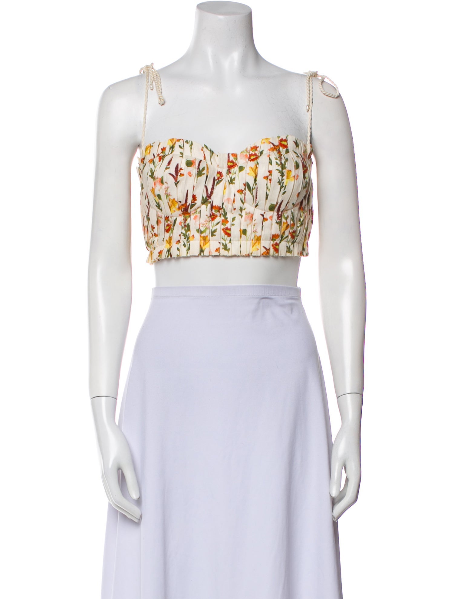 Agua by Agua Bendita Linen Printed Crop Top w/ Tags