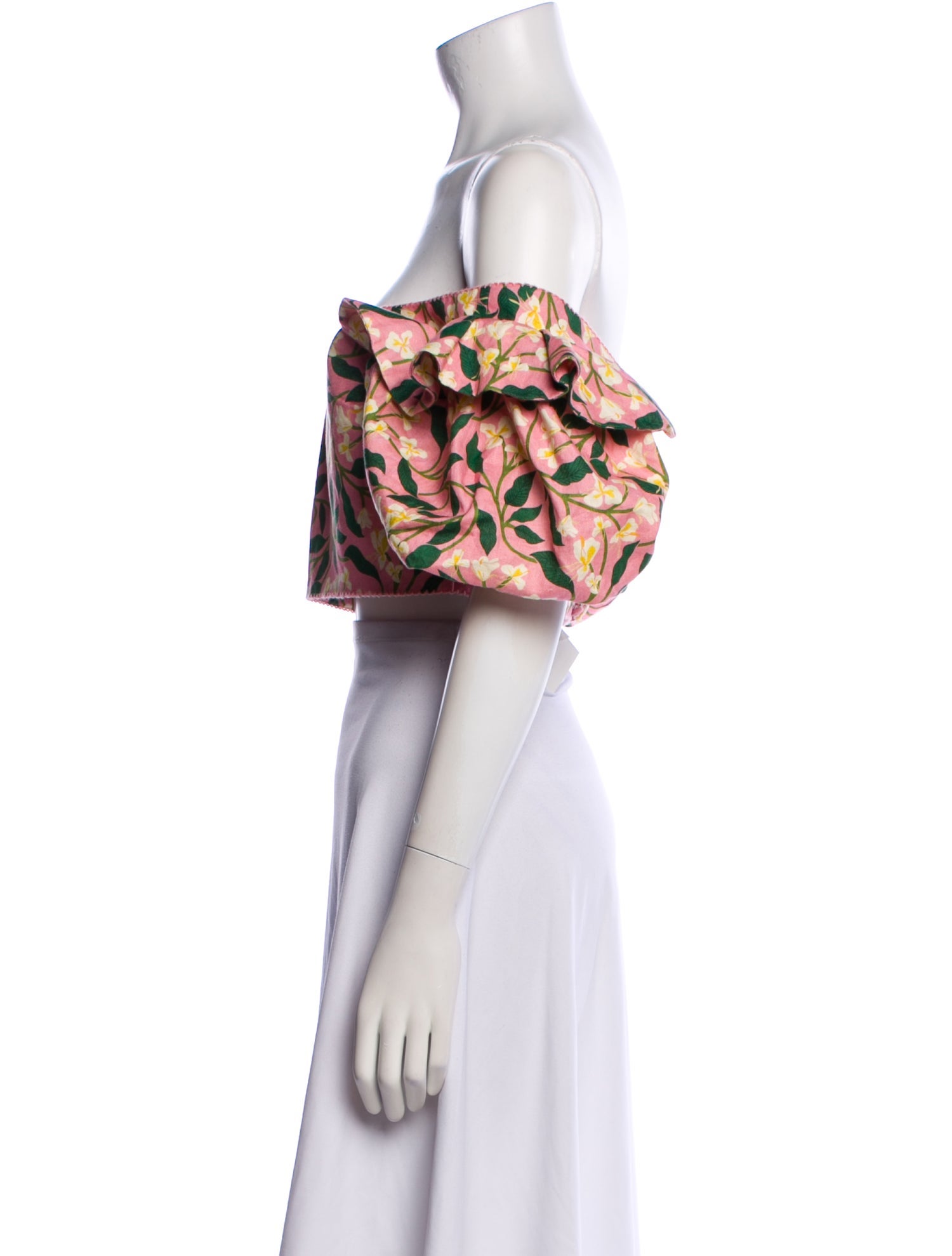 Agua by Agua Bendita Linen Floral Print Crop Top