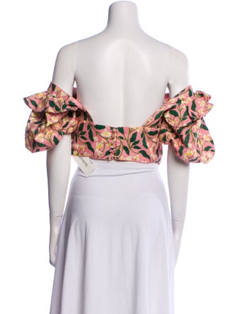 Agua by Agua Bendita Linen Floral Print Crop Top