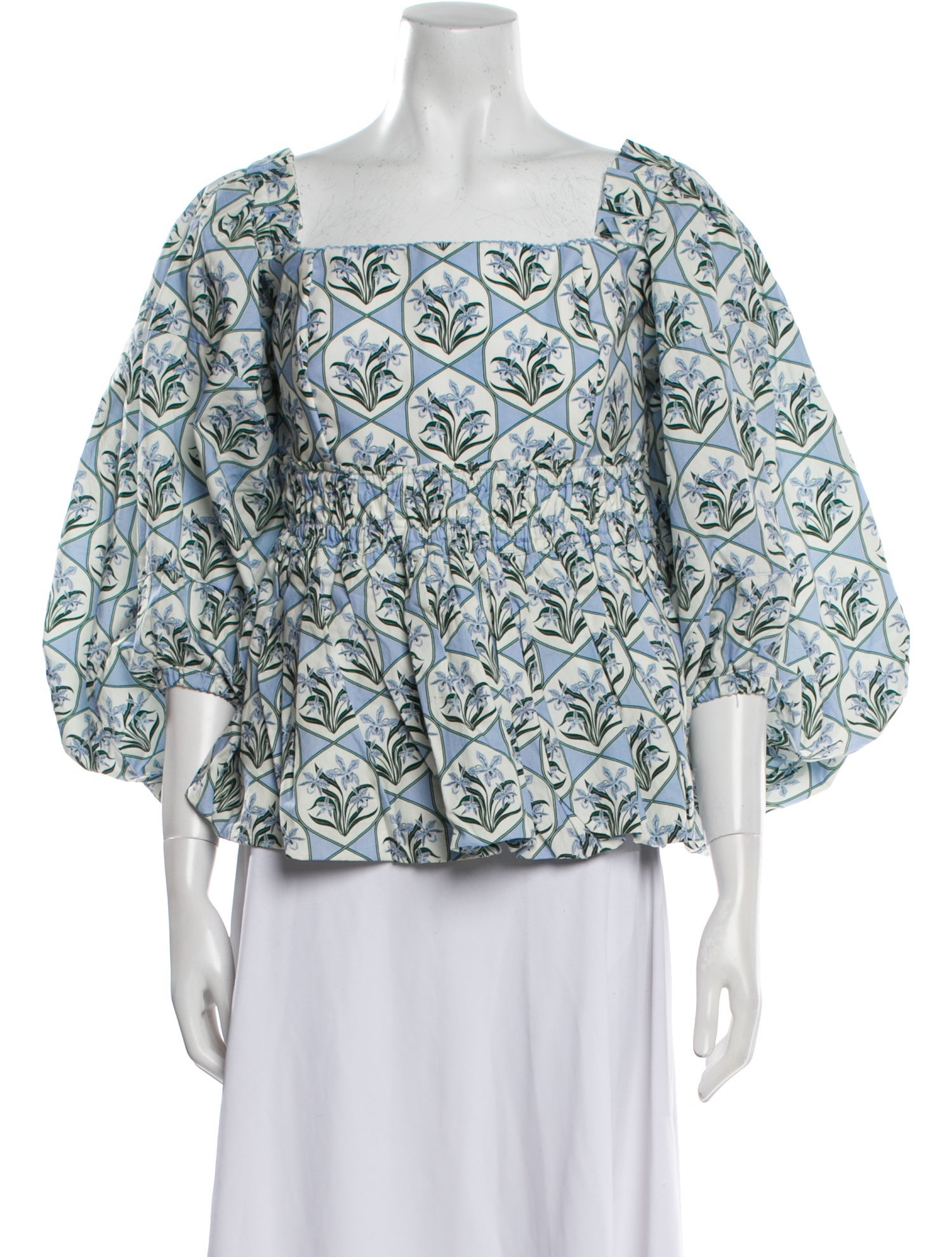 Agua by Agua Bendita Printed Square Neckline Blouse