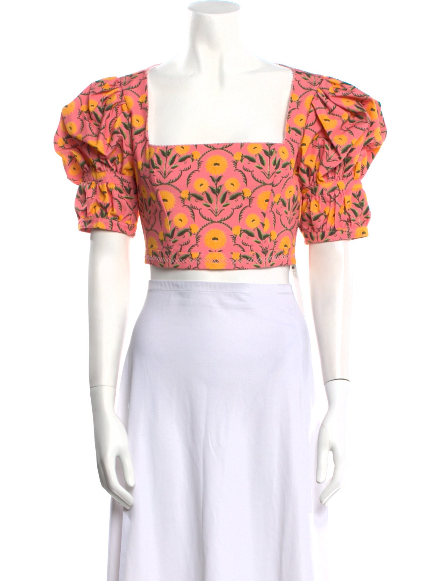 Agua by Agua Bendita Floral Print Square Neckline Crop Top w/ Tags