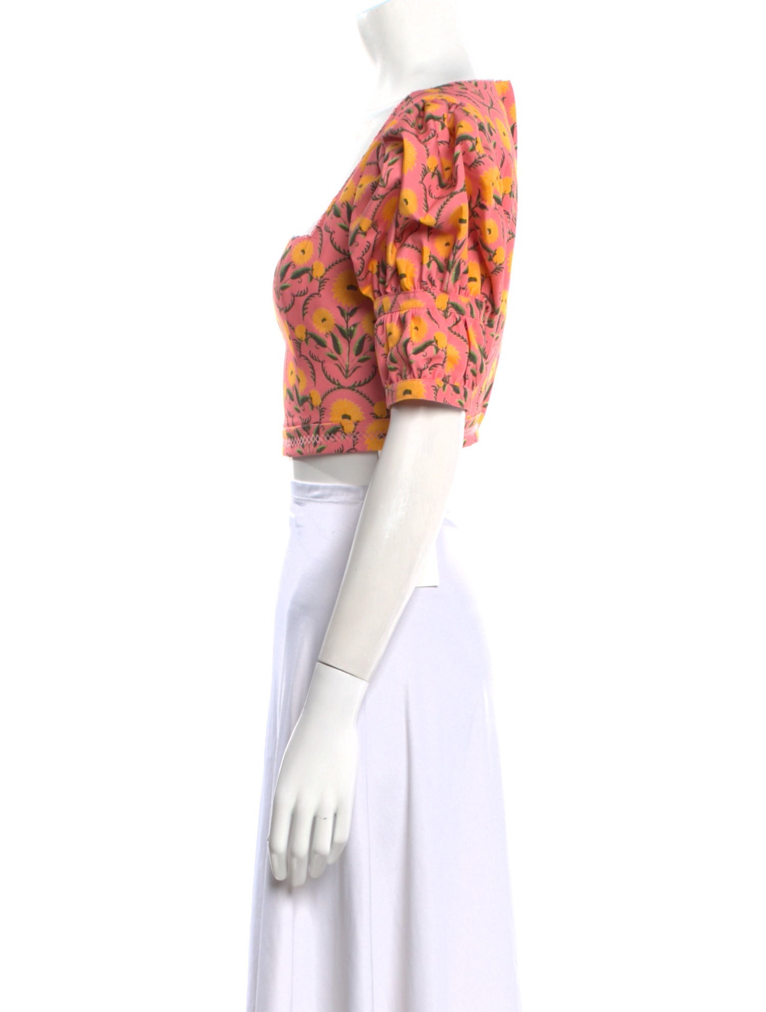 Agua by Agua Bendita Floral Print Square Neckline Crop Top w/ Tags