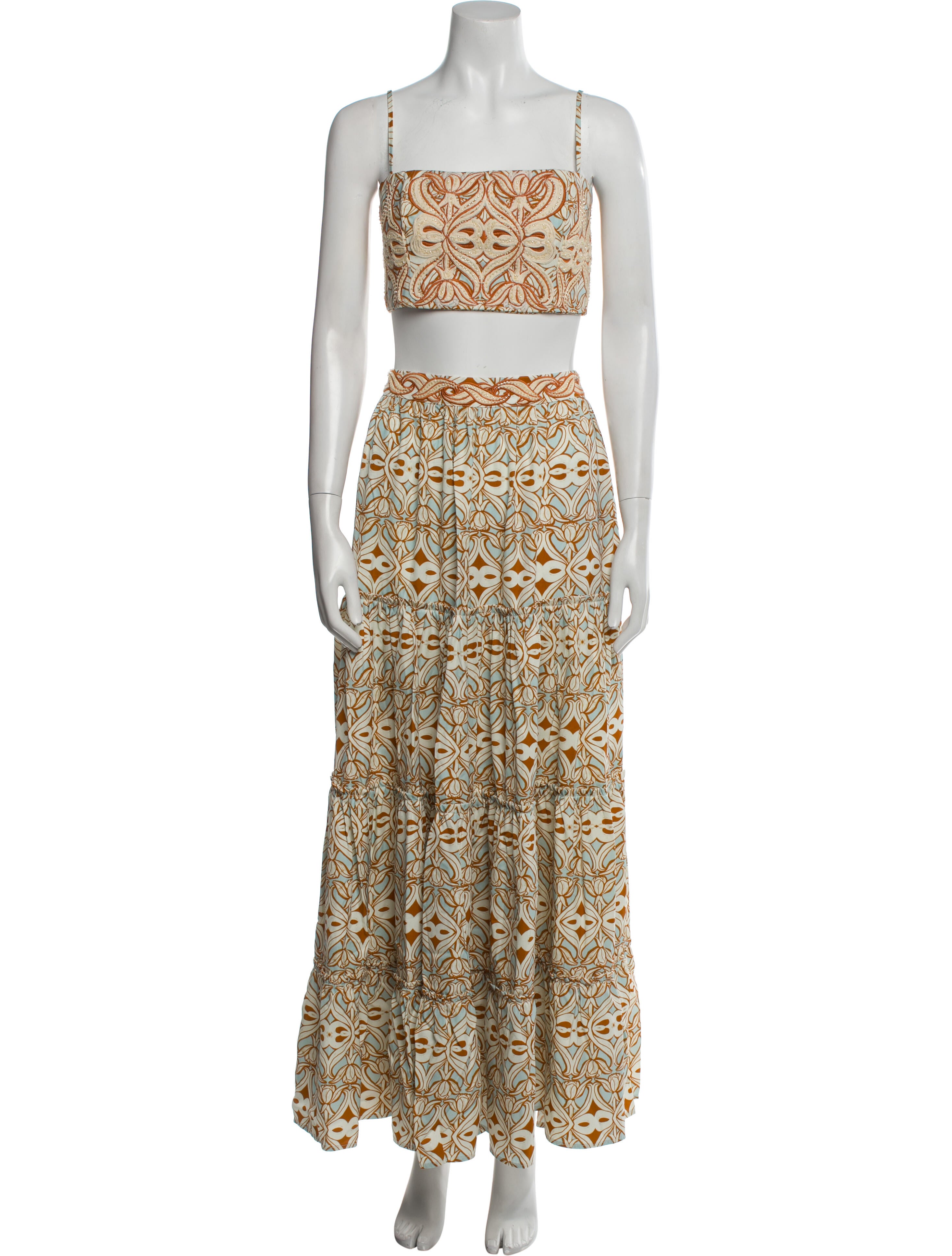 Agua by Agua Bendita Printed Studded Accents Skirt Set w/ Tags