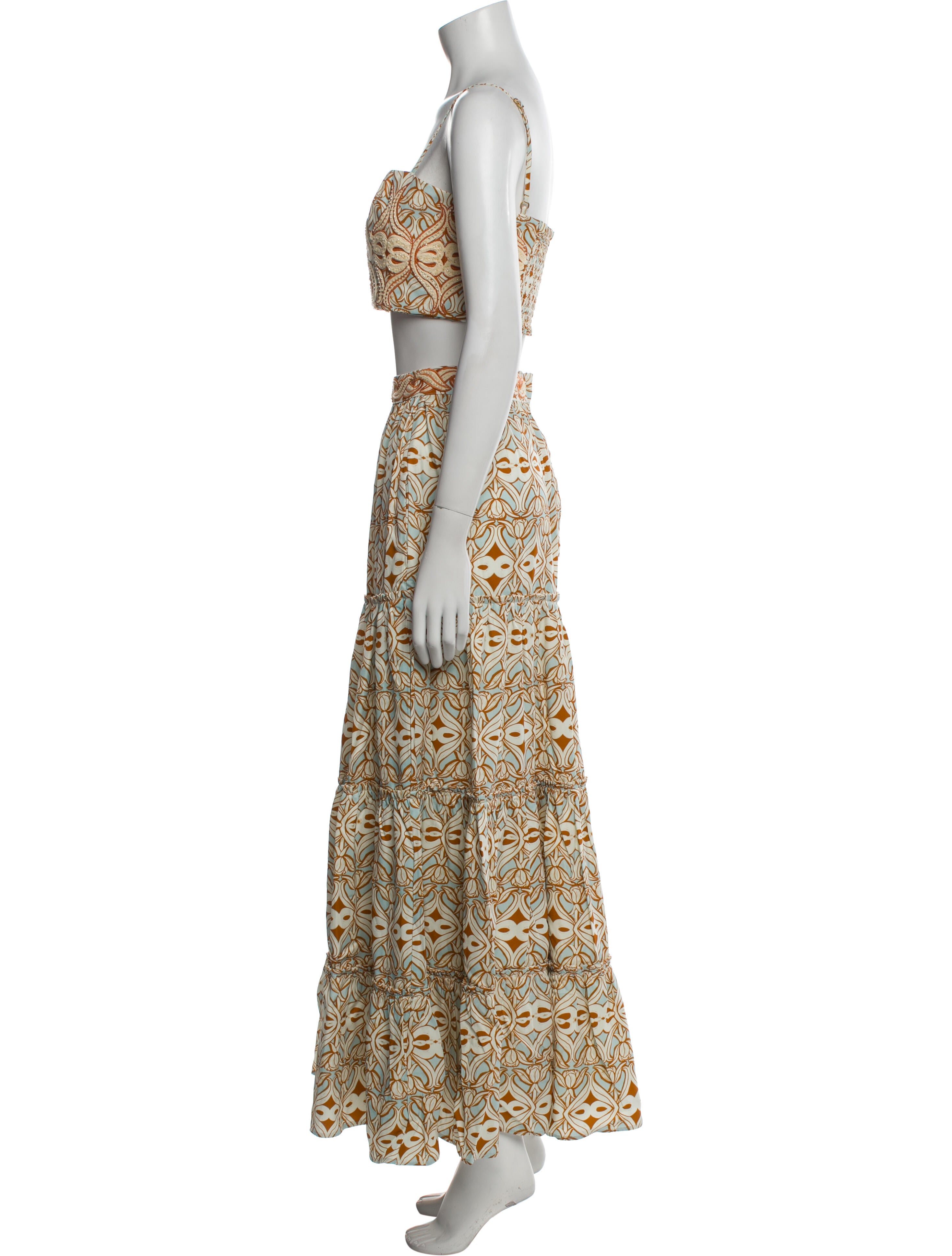 Agua by Agua Bendita Printed Studded Accents Skirt Set w/ Tags