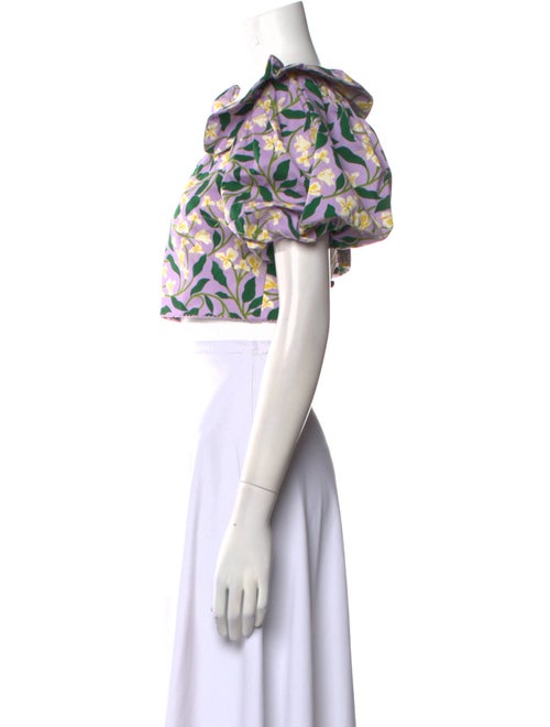 Agua by Agua Bendita Floral Print Off-The-Shoulder Crop Top