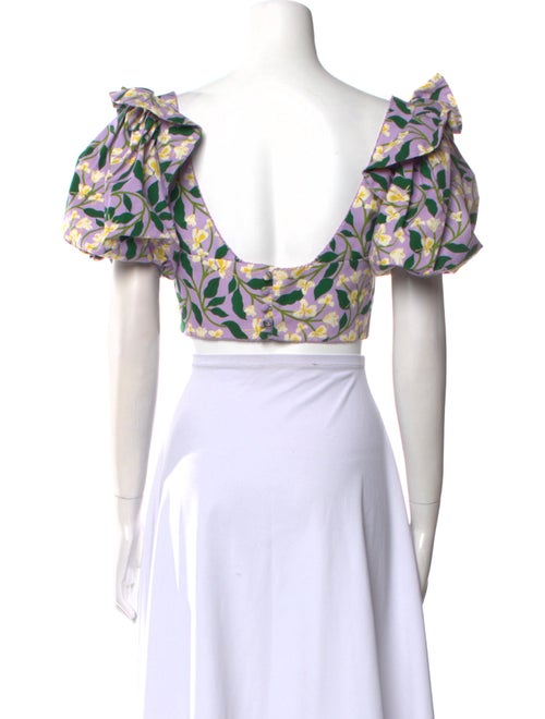 Agua by Agua Bendita Floral Print Off-The-Shoulder Crop Top