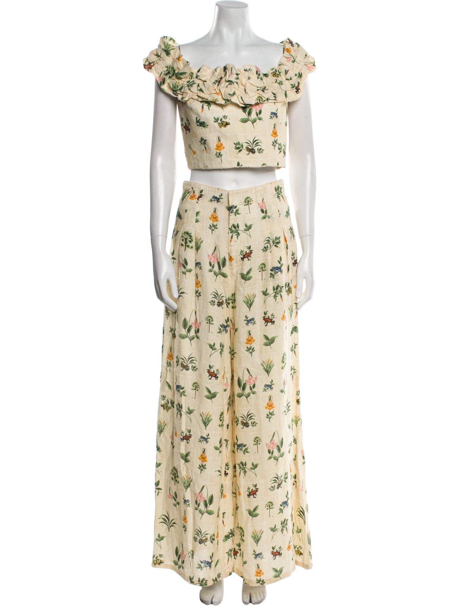 Agua by Agua Bendita Linen Floral Print Pant Set