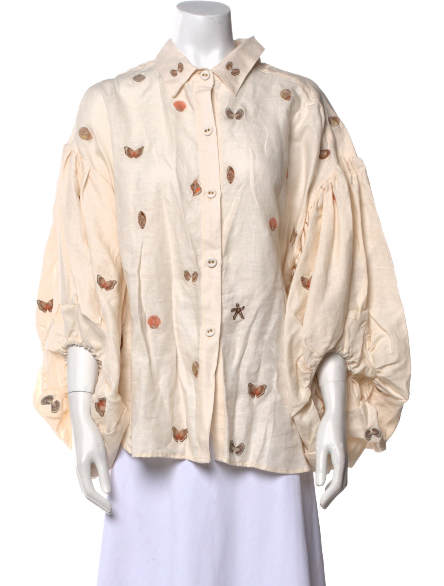 Agua by Agua Bendita Linen Printed Button-Up Top w/ Tags