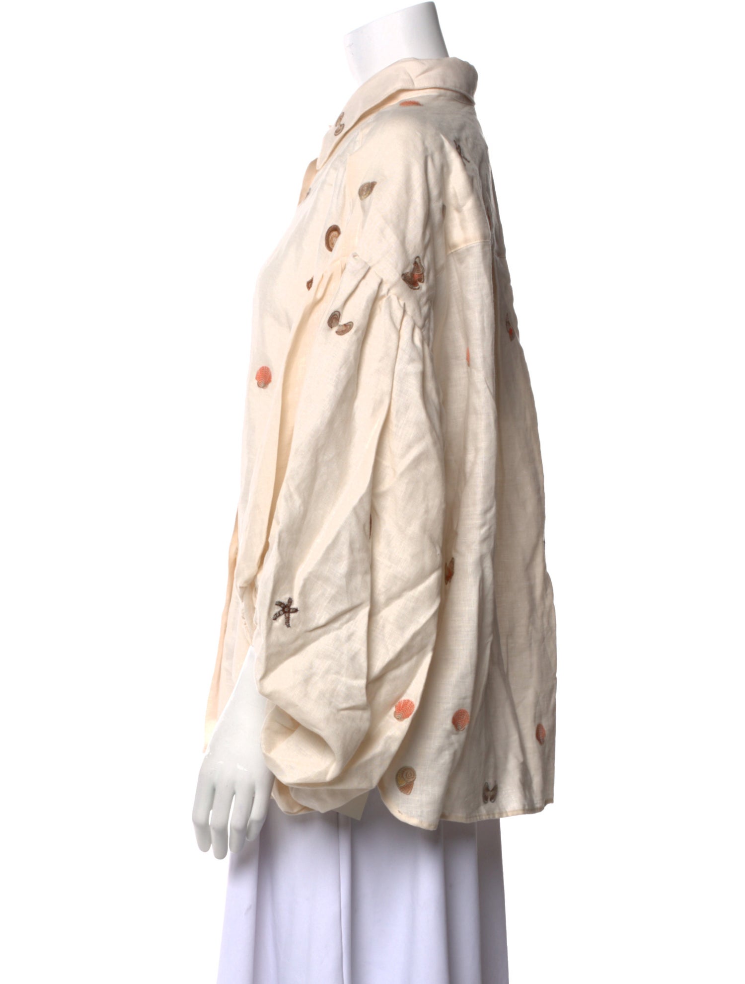 Agua by Agua Bendita Linen Printed Button-Up Top w/ Tags