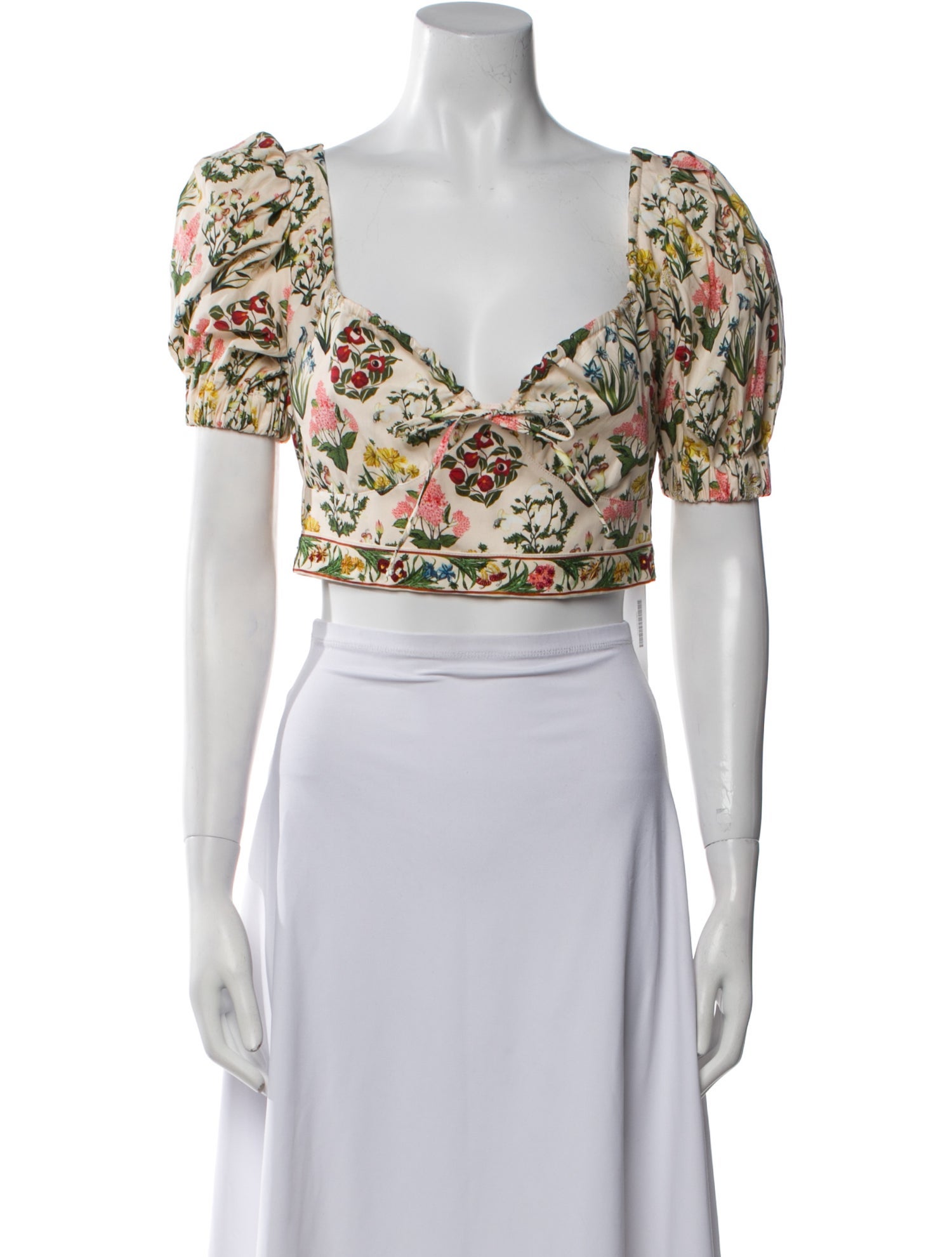 Agua by Agua Bendita Floral Print V-Neck Crop Top