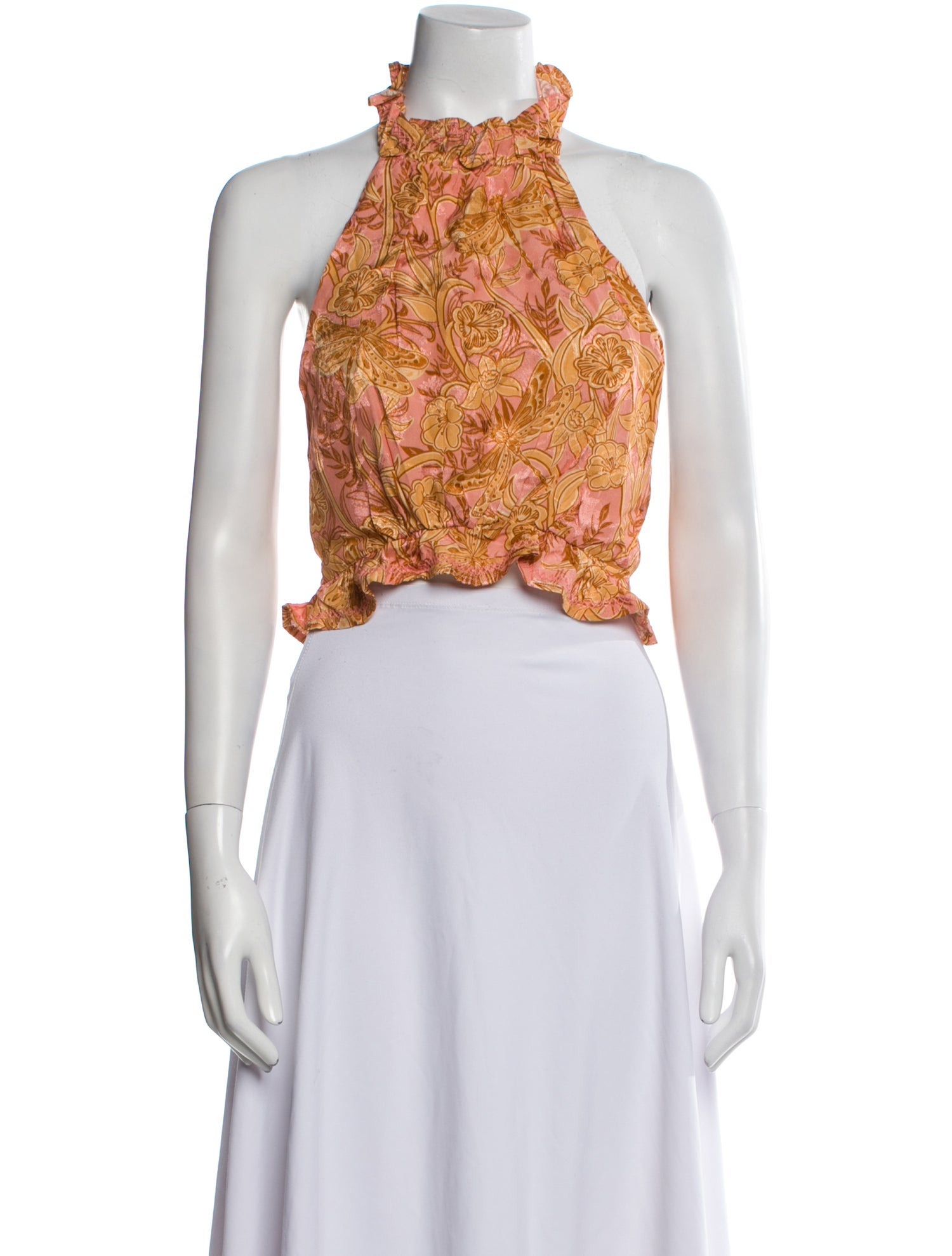 Agua by Agua Bendita Paisley Print Mock Neck Crop Top