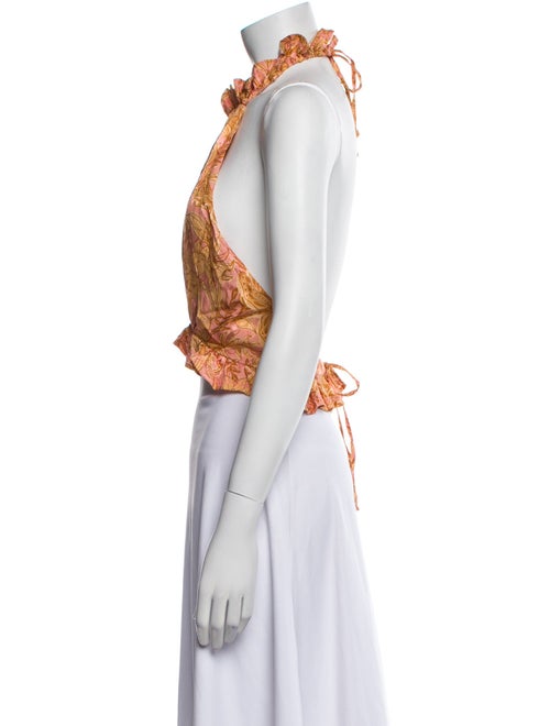 Agua by Agua Bendita Paisley Print Mock Neck Crop Top