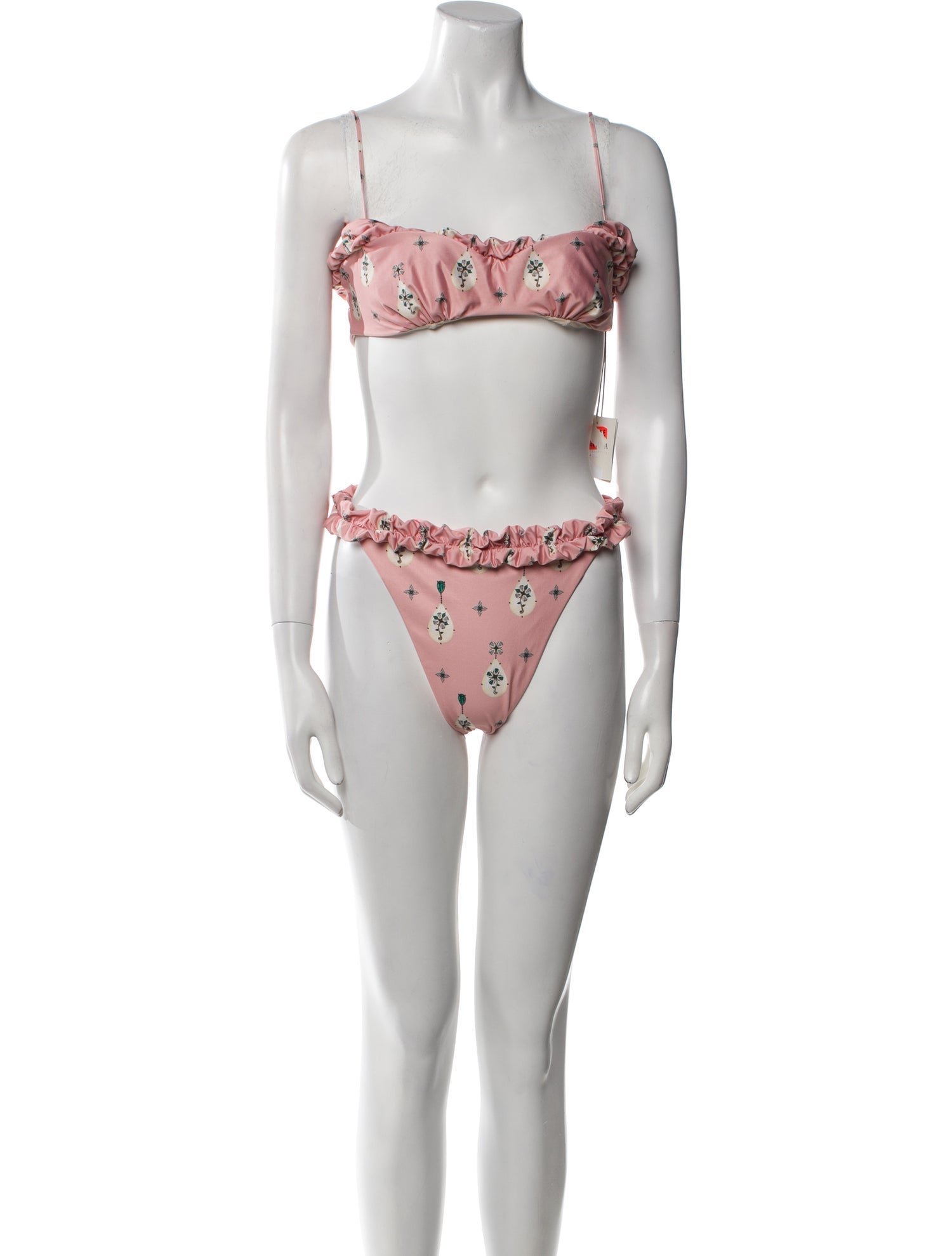 Agua by Agua Bendita Printed Pleated Accents Bikini w/ Tags