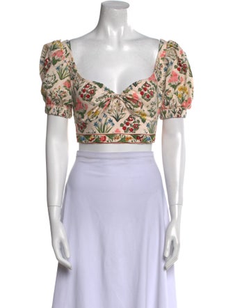 Agua by Agua Bendita Floral Print Square Neckline Crop Top