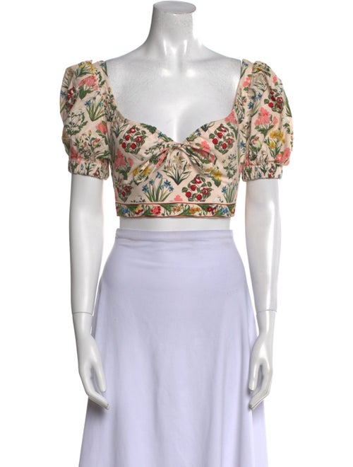 Agua by Agua Bendita Floral Print Square Neckline Crop Top