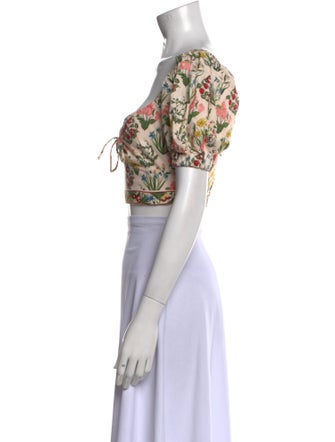 Agua by Agua Bendita Floral Print Square Neckline Crop Top