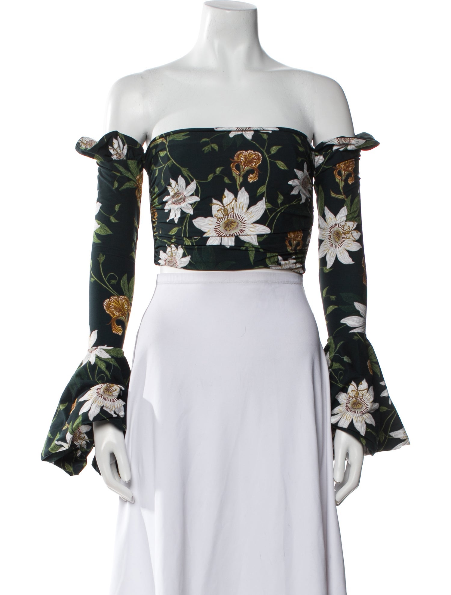 Agua by Agua Bendita Floral Print Off-The-Shoulder Crop Top