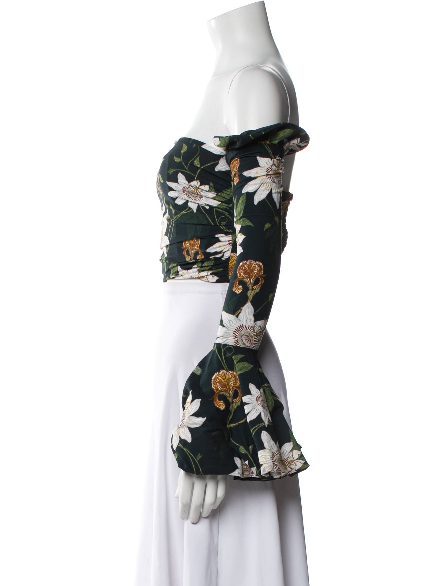 Agua by Agua Bendita Floral Print Off-The-Shoulder Crop Top