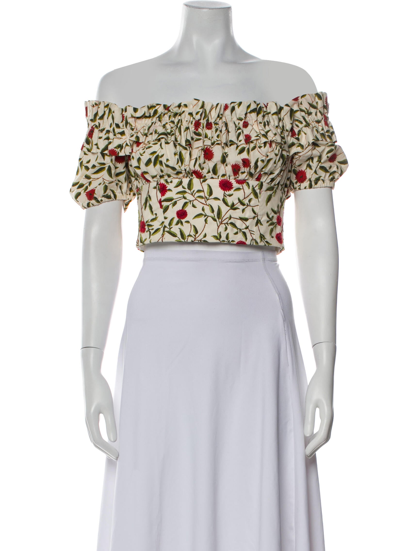 Agua by Agua Bendita Floral Print Off-The-Shoulder Crop Top