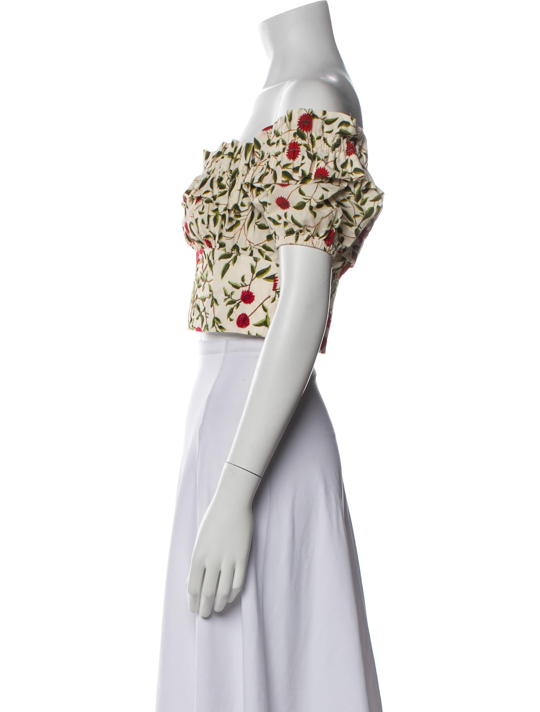 Agua by Agua Bendita Floral Print Off-The-Shoulder Crop Top