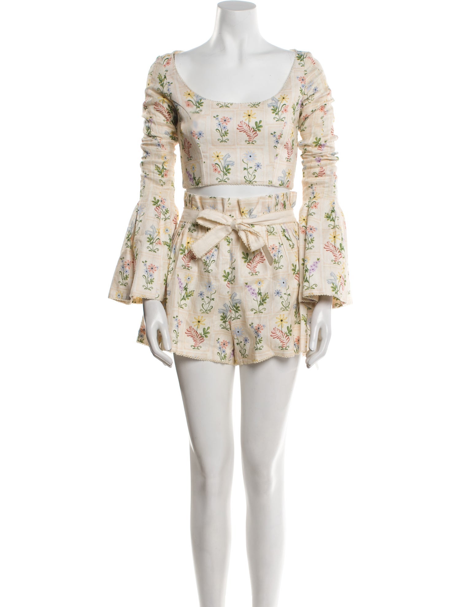 Agua by Agua Bendita Linen Floral Print Short Set