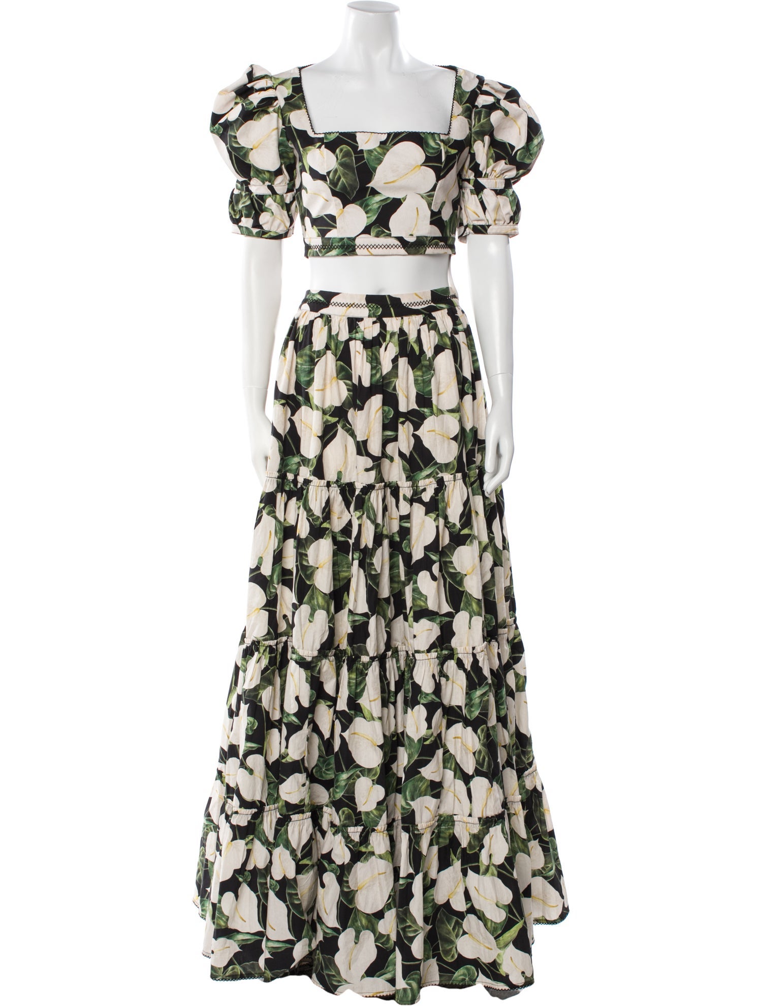 Agua by Agua Bendita Floral Print Pleated Accents Skirt Set