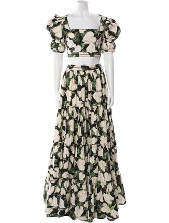 Agua by Agua Bendita Floral Print Pleated Accents Skirt Set