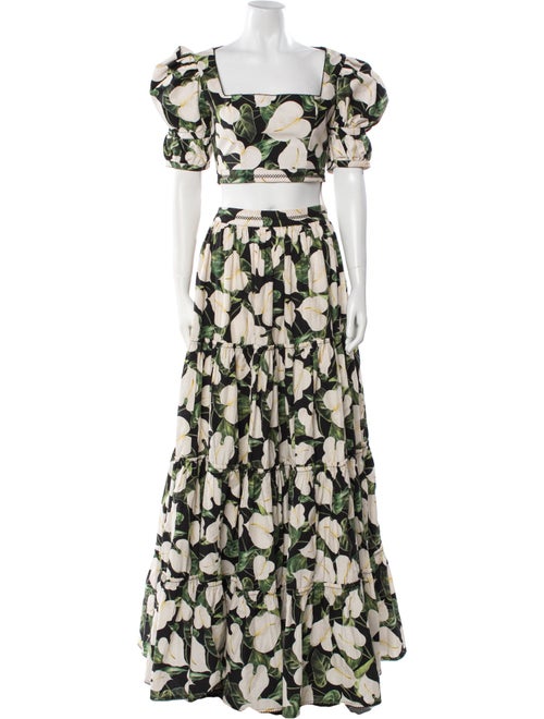 Agua by Agua Bendita Floral Print Pleated Accents Skirt Set