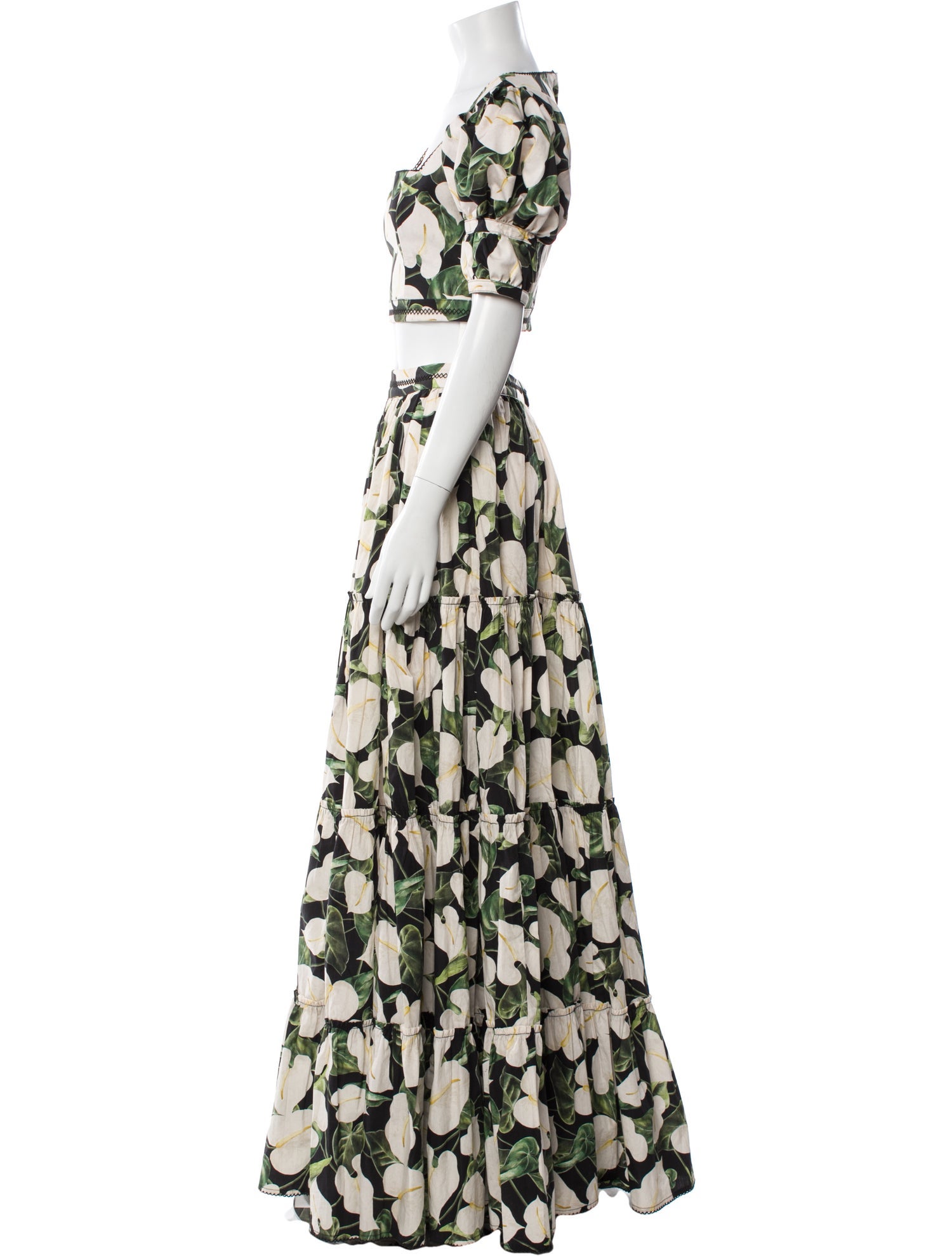 Agua by Agua Bendita Floral Print Pleated Accents Skirt Set