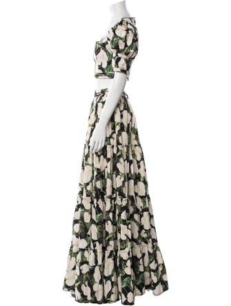 Agua by Agua Bendita Floral Print Pleated Accents Skirt Set