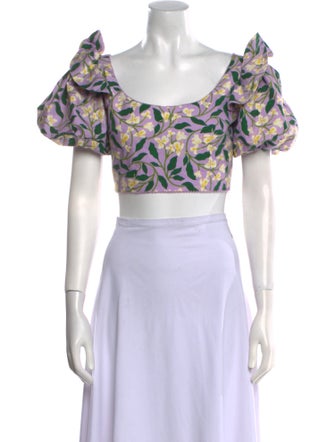 Agua by Agua Bendita Floral Print Off-The-Shoulder Crop Top