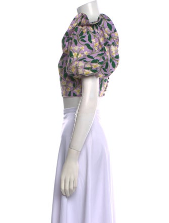 Agua by Agua Bendita Floral Print Off-The-Shoulder Crop Top