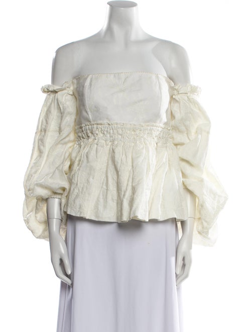 Agua by Agua Bendita Linen Off-The-Shoulder Blouse