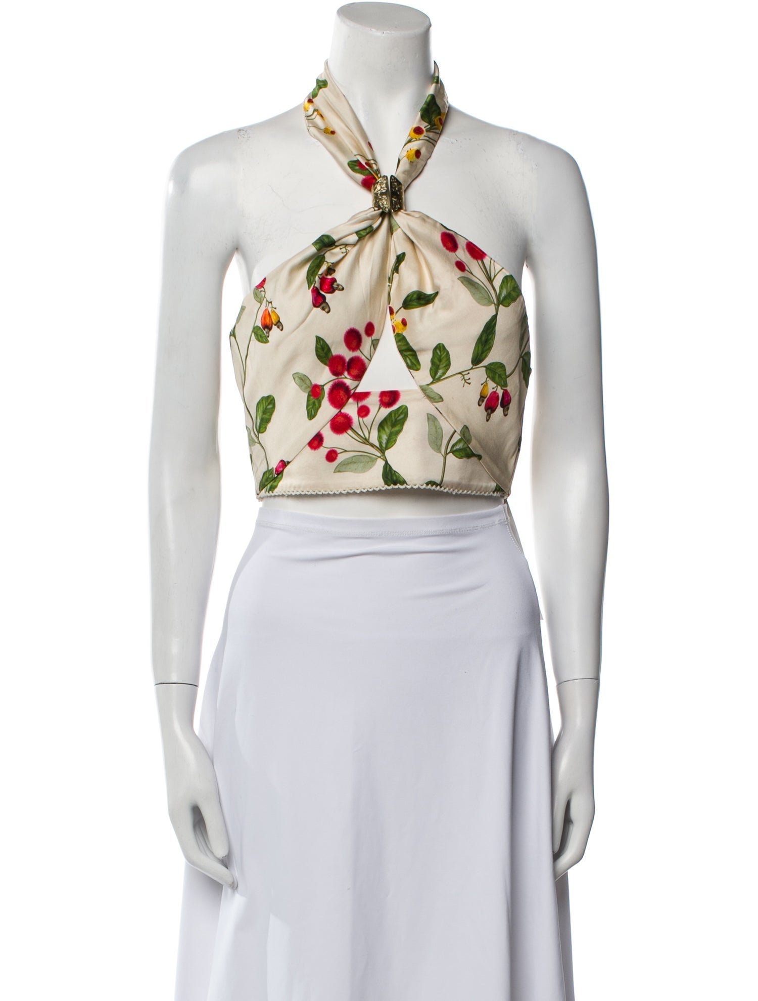 Agua by Agua Bendita Floral Print Halterneck Crop Top