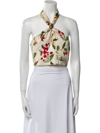 Agua by Agua Bendita Floral Print Halterneck Crop Top