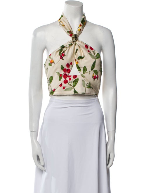 Agua by Agua Bendita Floral Print Halterneck Crop Top