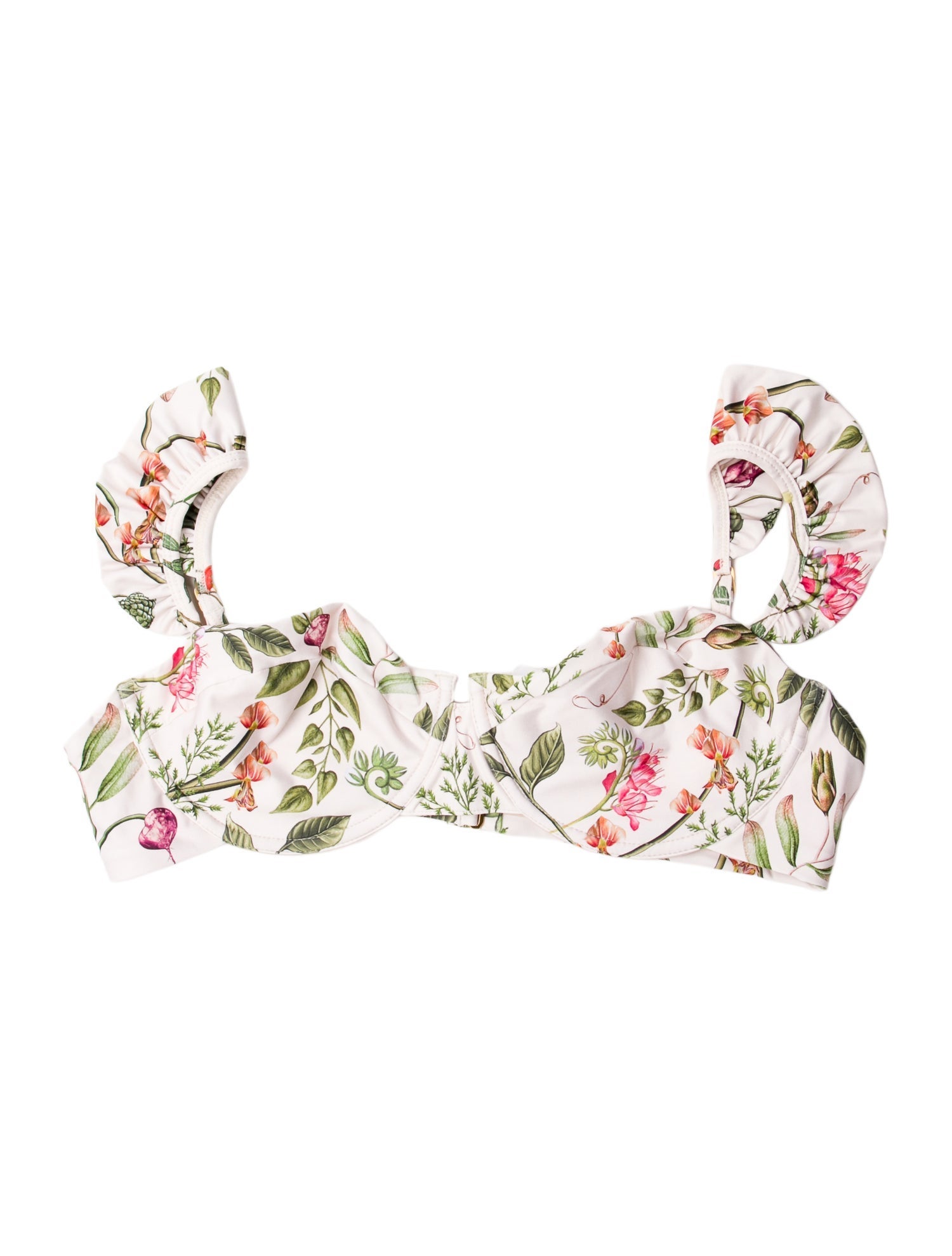 Agua by Agua Bendita Floral Print Ruffle Embellishment Top w/ Tags