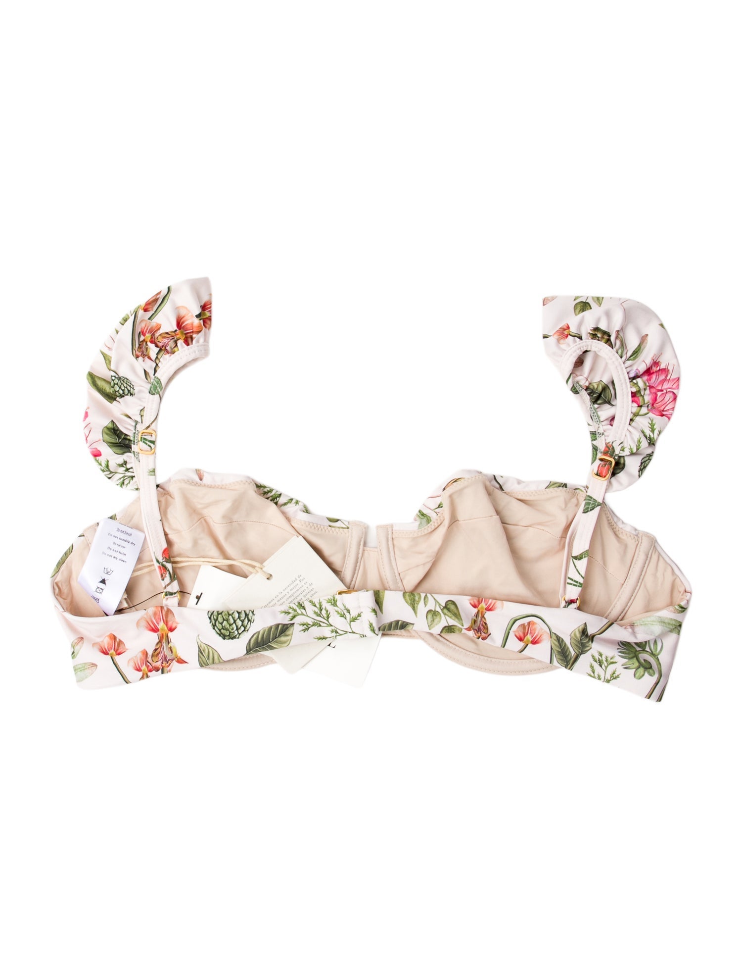 Agua by Agua Bendita Floral Print Ruffle Embellishment Top w/ Tags