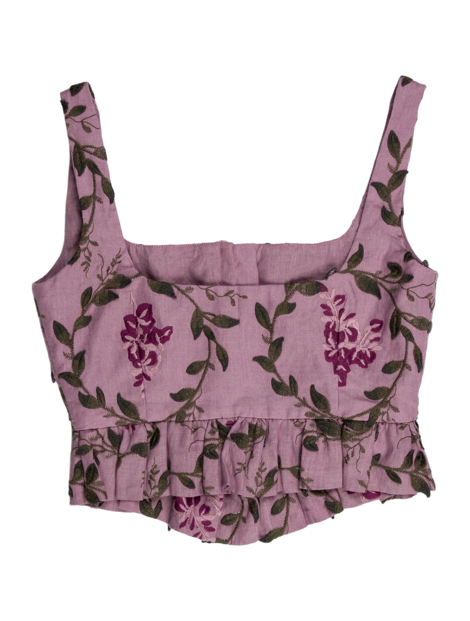 Agua by Agua Bendita Linen Floral Print Crop Top