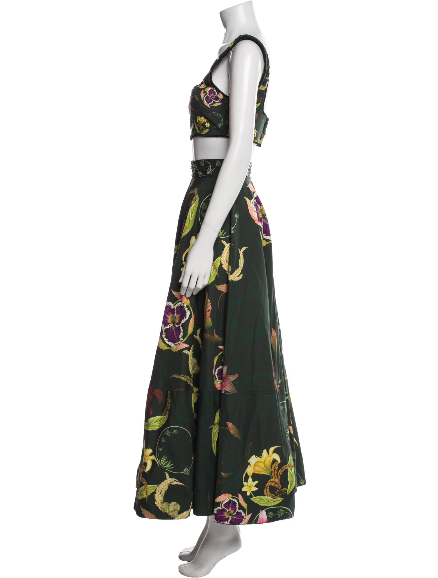 Agua by Agua Bendita Floral Print Crystal Embellishments Skirt Set w/ Tags