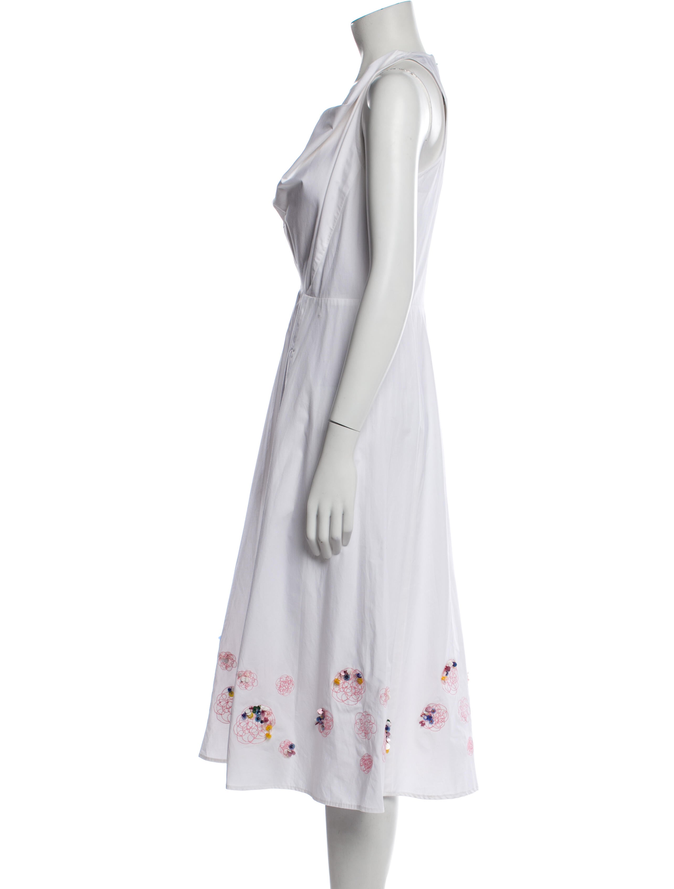 Arias Square Neckline Midi Length Dress