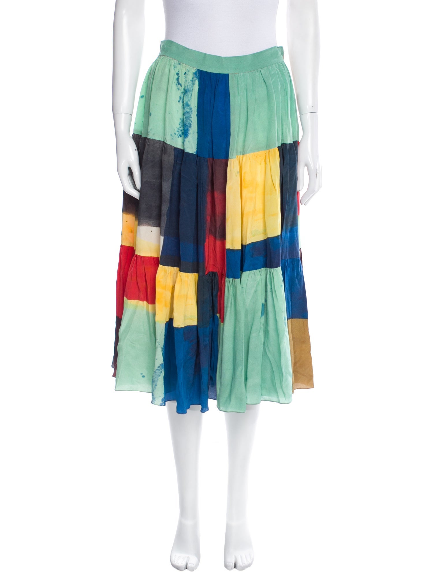 Arias Colorblock Pattern Midi Length Skirt