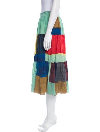 Arias Colorblock Pattern Midi Length Skirt
