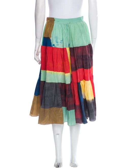 Arias Colorblock Pattern Midi Length Skirt