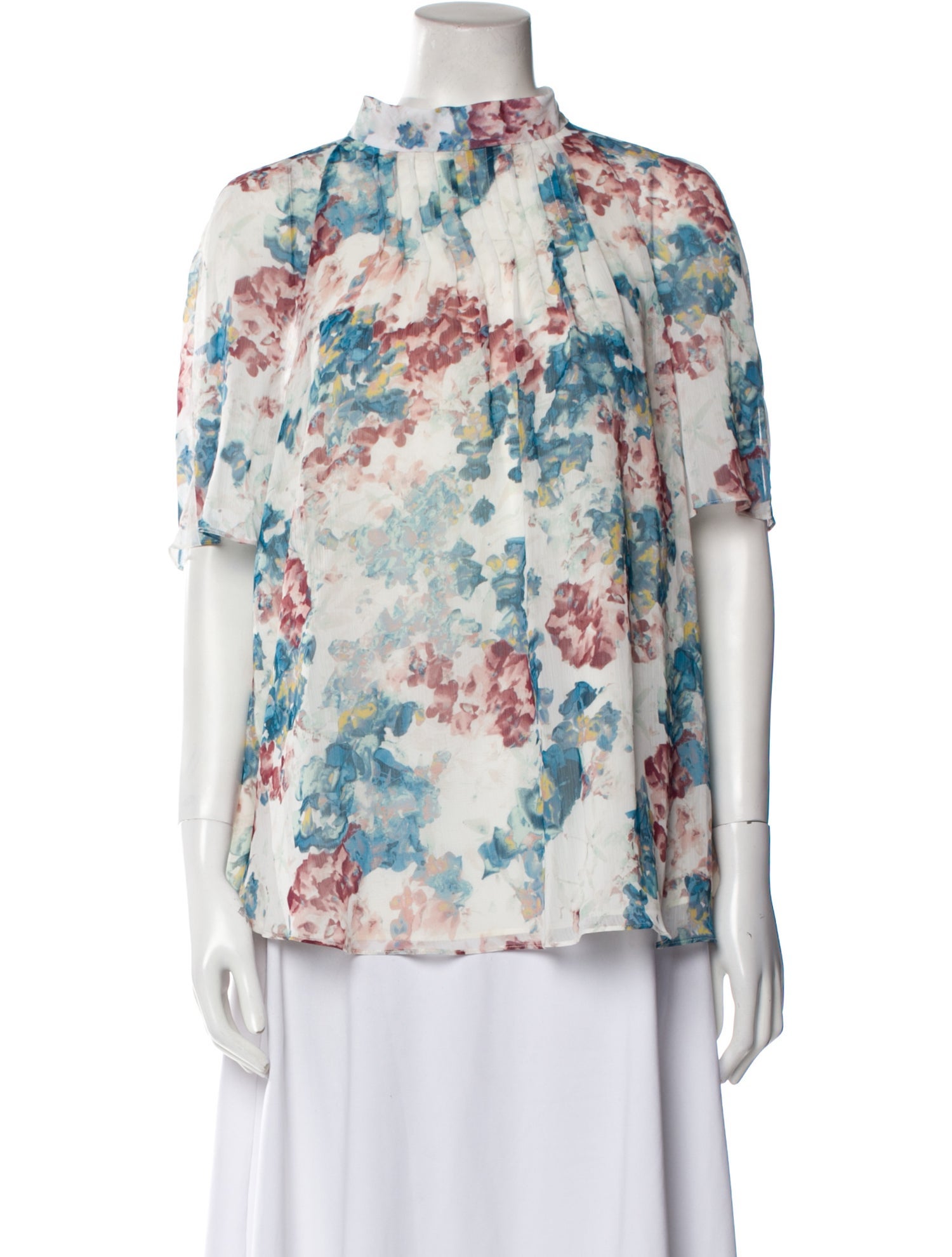 Arias Floral Print Mock Neck Blouse w/ Tags